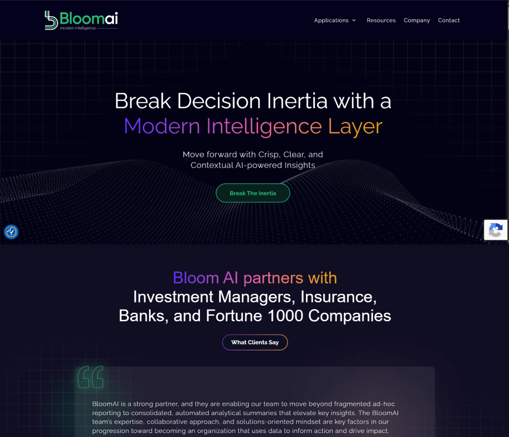 Bloom AI website portfolio screenshot